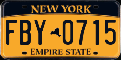 NY license plate FBY0715