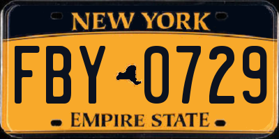 NY license plate FBY0729