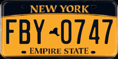 NY license plate FBY0747