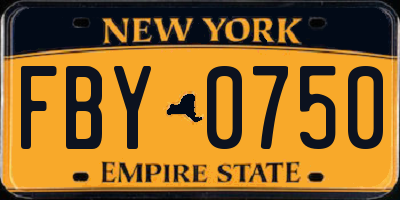 NY license plate FBY0750
