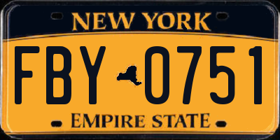 NY license plate FBY0751