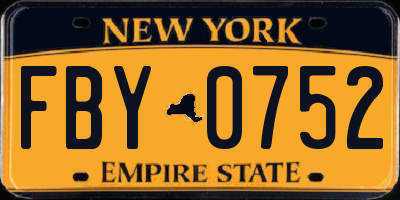 NY license plate FBY0752