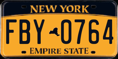 NY license plate FBY0764