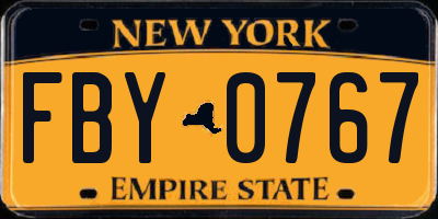 NY license plate FBY0767