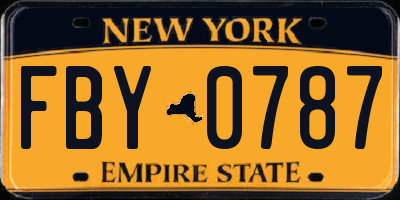 NY license plate FBY0787