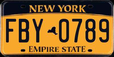 NY license plate FBY0789