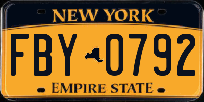 NY license plate FBY0792