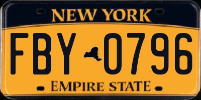 NY license plate FBY0796