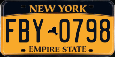 NY license plate FBY0798