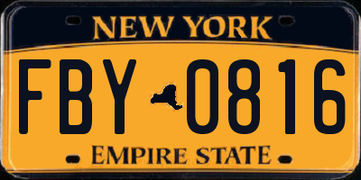 NY license plate FBY0816