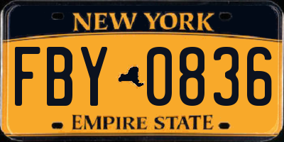 NY license plate FBY0836