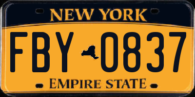 NY license plate FBY0837