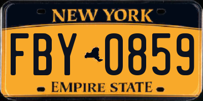 NY license plate FBY0859