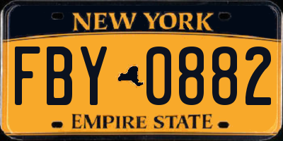 NY license plate FBY0882