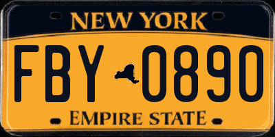 NY license plate FBY0890
