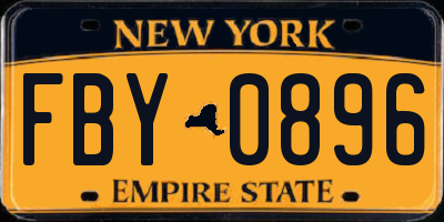 NY license plate FBY0896