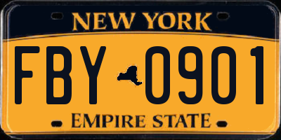 NY license plate FBY0901