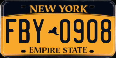 NY license plate FBY0908