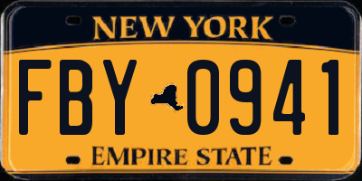 NY license plate FBY0941