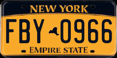 NY license plate FBY0966