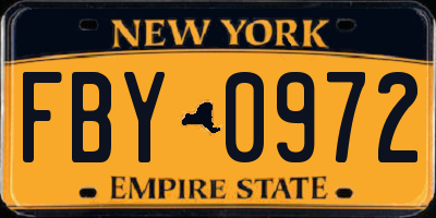 NY license plate FBY0972