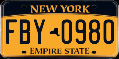 NY license plate FBY0980