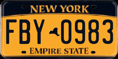 NY license plate FBY0983