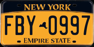NY license plate FBY0997