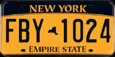 NY license plate FBY1024