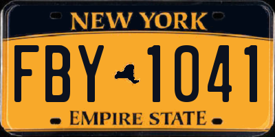 NY license plate FBY1041