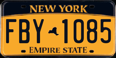 NY license plate FBY1085