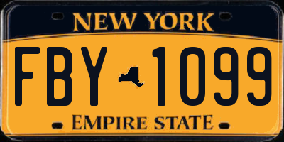 NY license plate FBY1099