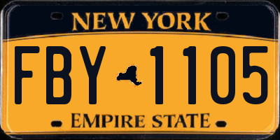 NY license plate FBY1105