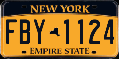 NY license plate FBY1124