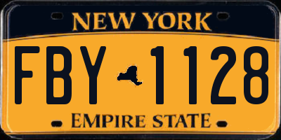 NY license plate FBY1128