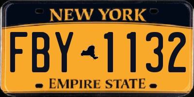 NY license plate FBY1132