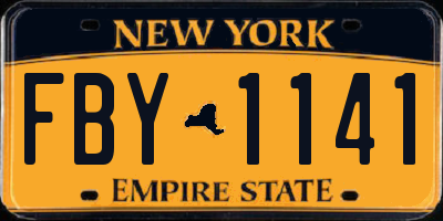 NY license plate FBY1141