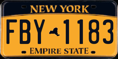 NY license plate FBY1183