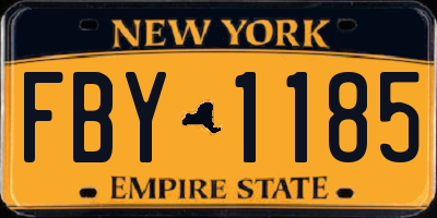 NY license plate FBY1185