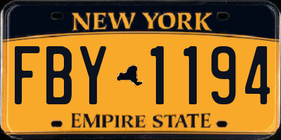 NY license plate FBY1194