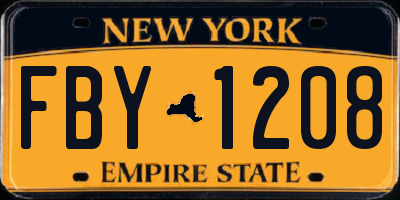 NY license plate FBY1208