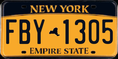 NY license plate FBY1305