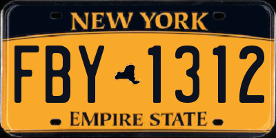 NY license plate FBY1312