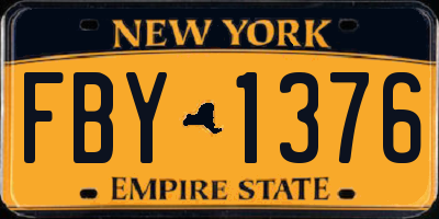 NY license plate FBY1376