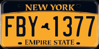 NY license plate FBY1377