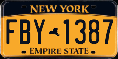 NY license plate FBY1387