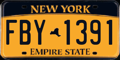 NY license plate FBY1391