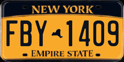 NY license plate FBY1409