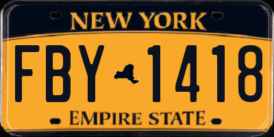 NY license plate FBY1418