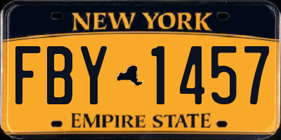 NY license plate FBY1457